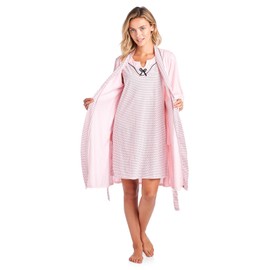 Casual Nights Women's Sleepwear 2 Piece Nightgown and Robe Set - Pink - Large
