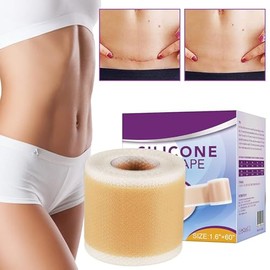 Rollo de cinta de silicona para cicatrices, 1.6 x 60 pulgadas, cinta médica para el cuidado de heridas, tiras de cicatrices para cicatrices quirúrgicas, queloide, cesárea, quemaduras, lesiones acné, hojas de eliminación de estrías (1.6 x 60 pulgadas)