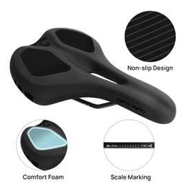 FIFTY-FIFTY Mountain Bike Saddle, Comfortable Memory Foam Padded Bicycle Seat, Breathable Waterproof Bicycle Saddle for Men and Women, Compatible with MTB, Road Bike, E-MTB, Touring