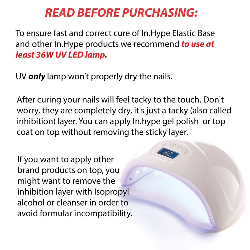 IN.HYPE Capa base de goma curable UV/LED. Remojar (elástico)