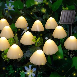 Pellimo Solar Garden Lights,Set of 12pcs 14.5ft Mini Mushroom Solar Lights Outdoor Waterproof,2 Modes Cute Mushroom Shaped Pathway Lights for Patio Yard Garden Christmas Decoration（Warm White）