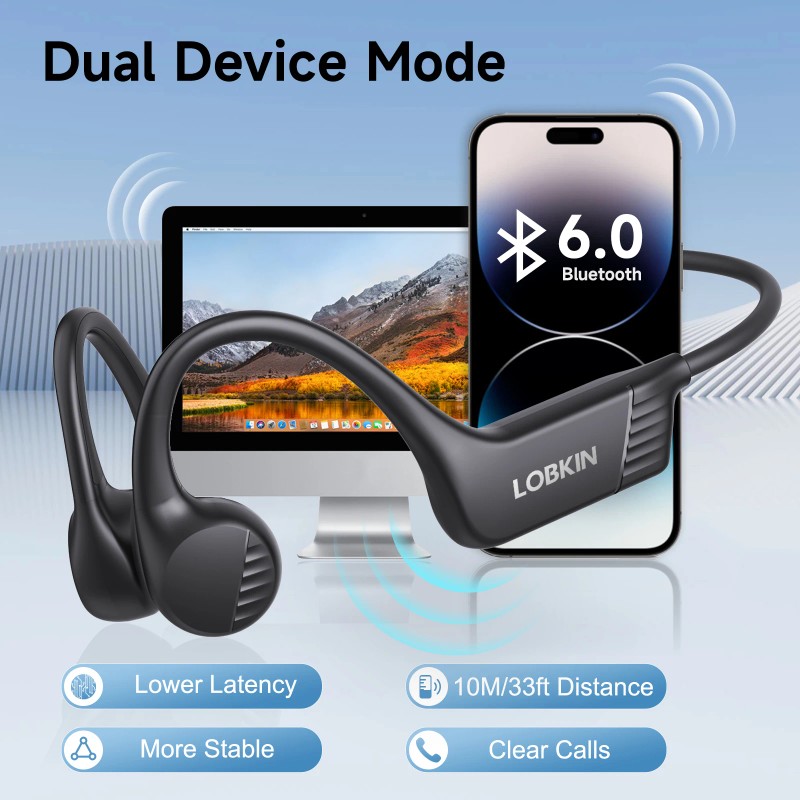 LOBKIN Bone Conduction Sports Music Calling Earphone for V6.0 Waterproof