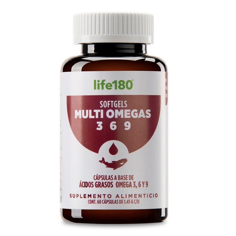 Multiomegas Life180 con 3 tipos de omegas (3, 6, 9),