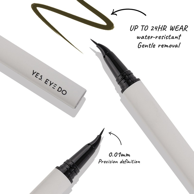 Curved Tip Brown Liquid Eyeliner Pen for Light Hair (Mocha