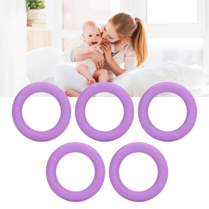 5pcs Baby Soft Silicone Teething Ring Toy Infant Safe Elastic