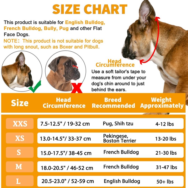BARKLESS French Bulldog Muzzle, Short Snout Dog Muzzle with Breathable