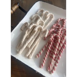 Unbranded Fabric wrapped candy cane,red ticking striped candy cane farmhouse Christmas-set