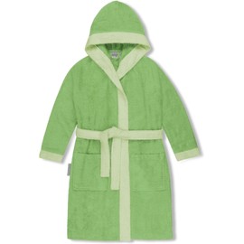 normani Children's Bathrobe Made from 100% Organic Cotton with Hood | With or without Animal Embroidery, Green