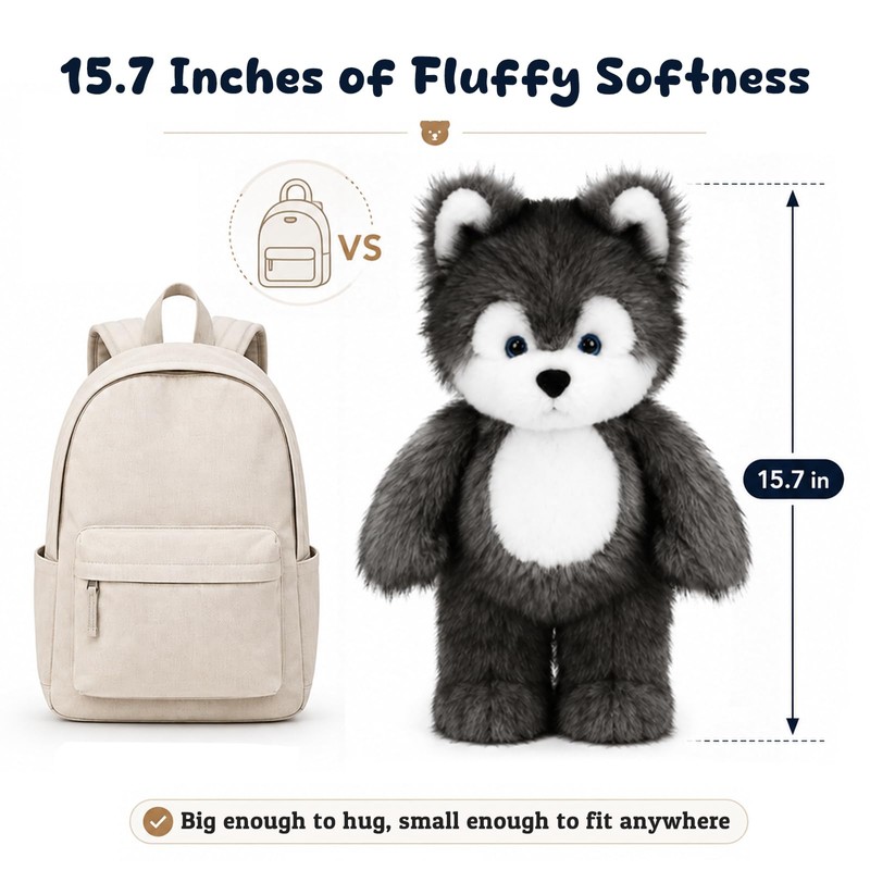 Cudhug Husky Stuffed Animal, Cute Huggable Plush Toy Gift for