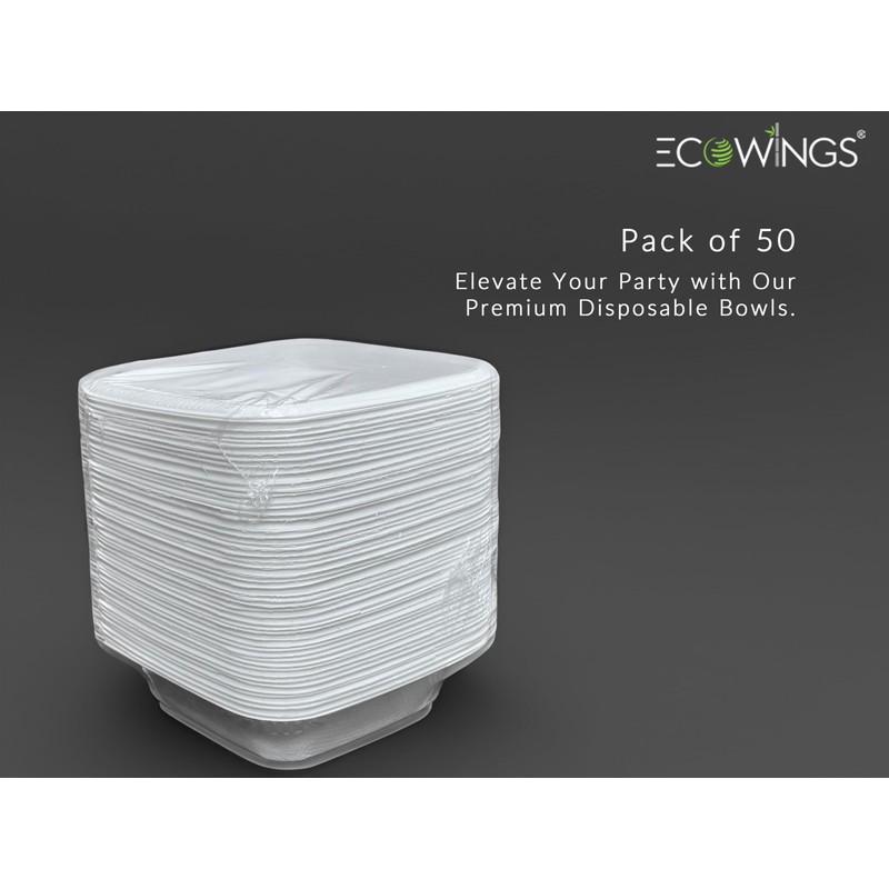 ECOWINGS Small Square Disposable Bowls: Sustainable Elegance for Every Bite