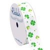 Ribbli Grosgrain Lucky Shamrock Craft Ribbon,7/8-Inch,10-Yard Spool, Green/White, Use for