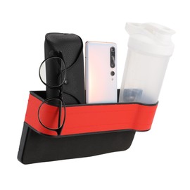 Motoforti Universal Car Seat Gap Filler with Cup Holder Front Seat Gap Filler Car Seat Gap Organizer Car Storage Accessories, Right Side, Leather, Red