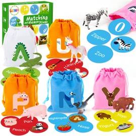 Alphabet Learning Toys for Toddlers, Word Work Small Group Set with 104 Phonics Flash Cards and 26 Animal Figurines, Fun Education Classroom Supplies Alphabet Sounds Teaching Games for Kids