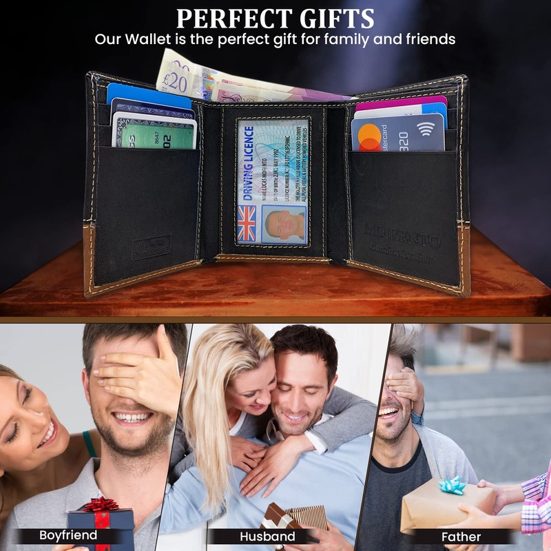 MOIRENTO, Trifold Wallet, RFID Blocking, 6 Credit Card Slots, Slim