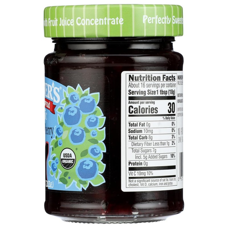 Crofter's Organic, Just Fruit Spread, Organic Wild Blueberry, 10 oz(Pack