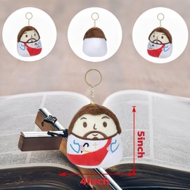 NIUBEHOHO Jesus Plush Mini Stuffed Animal - 2025 Jesus Love Me Religious Celebrations Gifts, Red 5 Inch