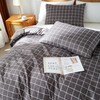 BOLINLIVING Plaid Duvet Cover Set King Size, Dark Grey Checkered