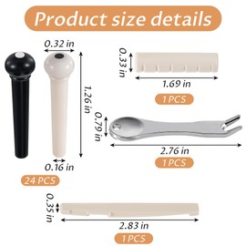 Pack of 24 Guitar Bridge Pins Pins Acoustic Guitar Bridge Plugs Acoustic Saddle Extractor Tool Guitar Bridge Pins Acoustic Guitar Bridge Saddle for All Guitars (White Black)