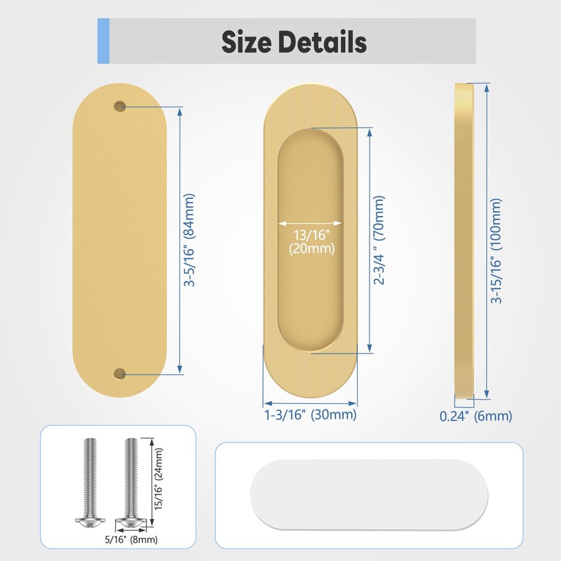 YogePote 8 Pack Self Stick Sliding Door Handles, Aluminum Alloy