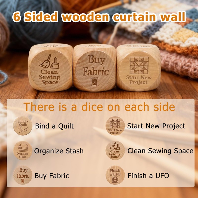 GDGJWL Quilters Dice - 6 Sided Wooden Dice for Quilting,