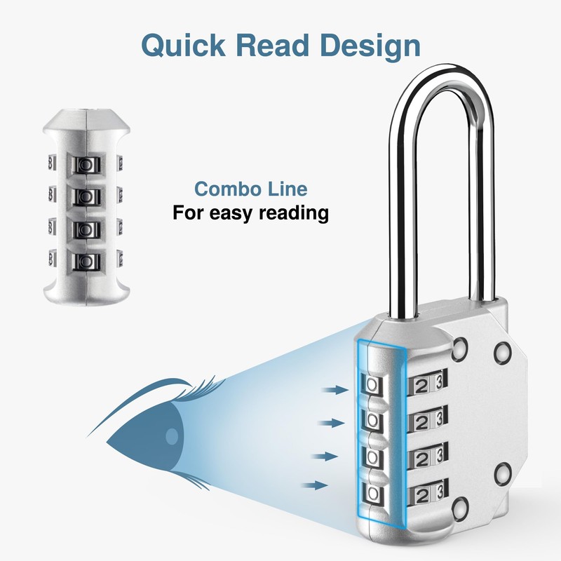 Puroma 2 Pack 2.6 Inch Long Shackle Combination Lock 4