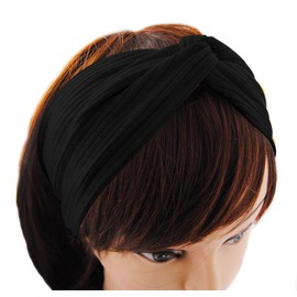 axy HB7 Yoga Headband Elastic Headbands Head Wrap for Sports, Running, Tennis (Black)