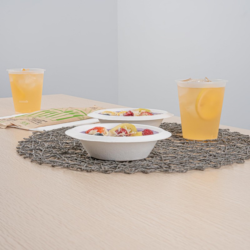 Pulp Safe No PFAS Added 7 oz Oval White Sugarcane/Bagasse