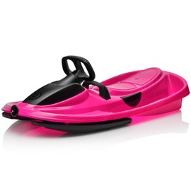 Gizmo Riders Stratos - 2-Person Racing Style Bobsled with Steering Wheel, Corrosion Free Plastic with Snap Together Assembly, Holds 250lbs, Ages 3 and Up (Monster Pink)