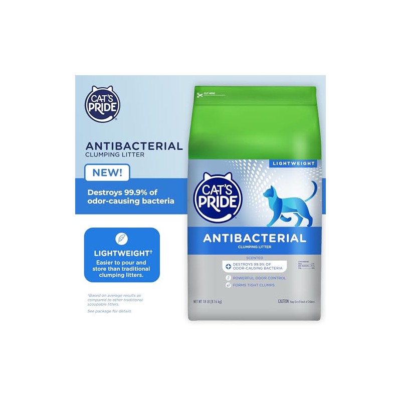 Cat's Pride NEW Antibacterial Cat Litter: Destroys 99.9% of Odor-Causing
