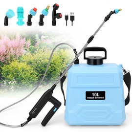 BlumWay Battery Powered Sprayer 2.5 Gallon, 7.4V Powerful Electric Sprayer with 5 Mist Nozzles, Rechargeable Handle, Retractable Wand,Adjustable Shoulder Strap for Lawn,Garden