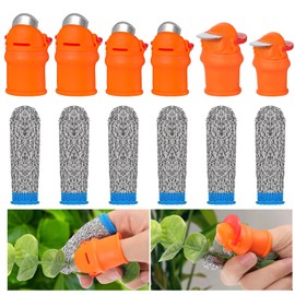 Wanmu 12 Pcs Gardening Thumb Knife, Silicone Gardening Finger Sleeve Finger Knife-Plants Picking Trim Hand Tools, Orange Thumb Cutter Harvesting Tool for Picking Plant Vegetable Fruit