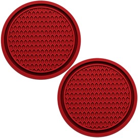 MEAJOO 2PCS Car Cup Holder Coaster, Universal Auto Non-Slip Cup Holder Coaster, 2.75In Universal Non-Slip Recessed Car Interior Accessories (Red)