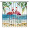 ASVEAS Christmas Flamingo Shower Curtain Tropical Bird Pine Tree Santa
