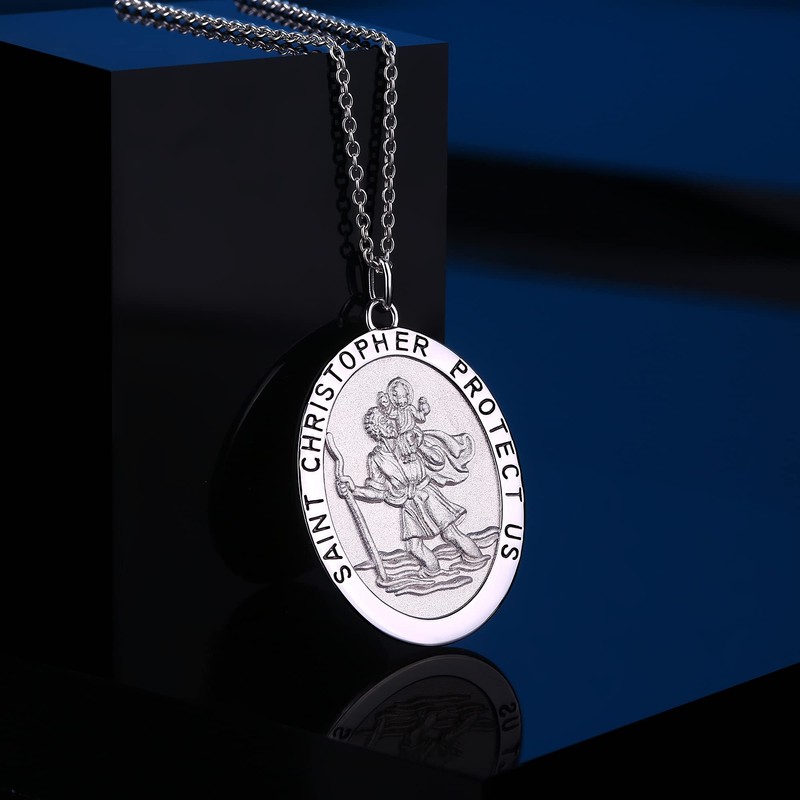 jiamiaoi Saint Christopher Necklace with Pendant Saint Christopher Pendant St