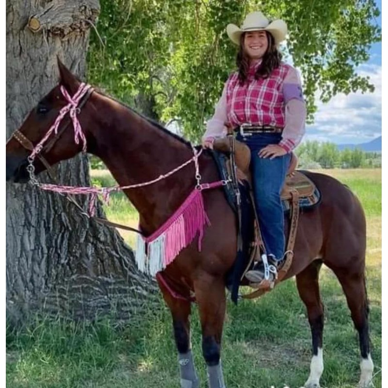 fringe breast collar paracord horse tack pink ombre