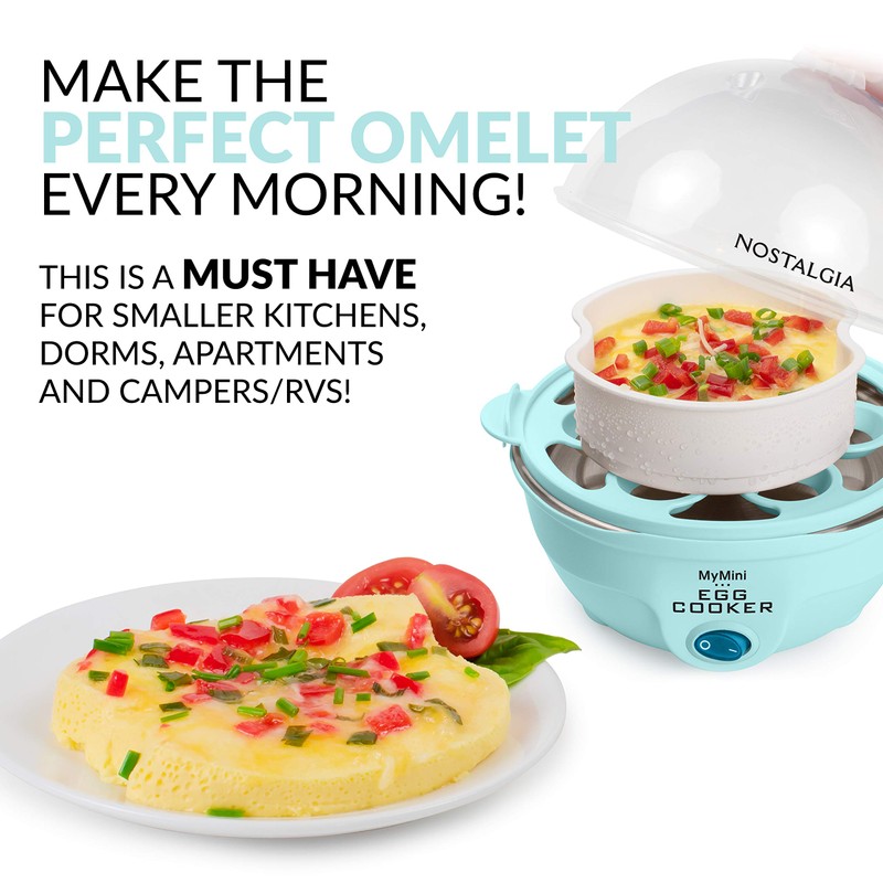 Nostalgia Retro Electric Large Hard-Boiled Egg Cooker, 7 Capacity, Poached,