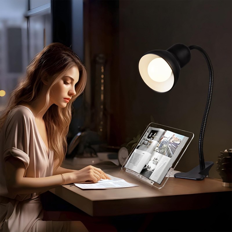 Clip on Desk Lamp, 360° Rotating Ggooseneck Lamp, Ring Light,