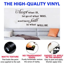 Living Room Quotes Wall Stickers: Family Bedroom Inspirational Home Vinyl Art Wall Stickers - Kitchen Door Wall Decor - Accept What is Let Go of What was 28.6" X 15"