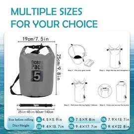 POPOYU Dry Bag, gray, WaterproofBag