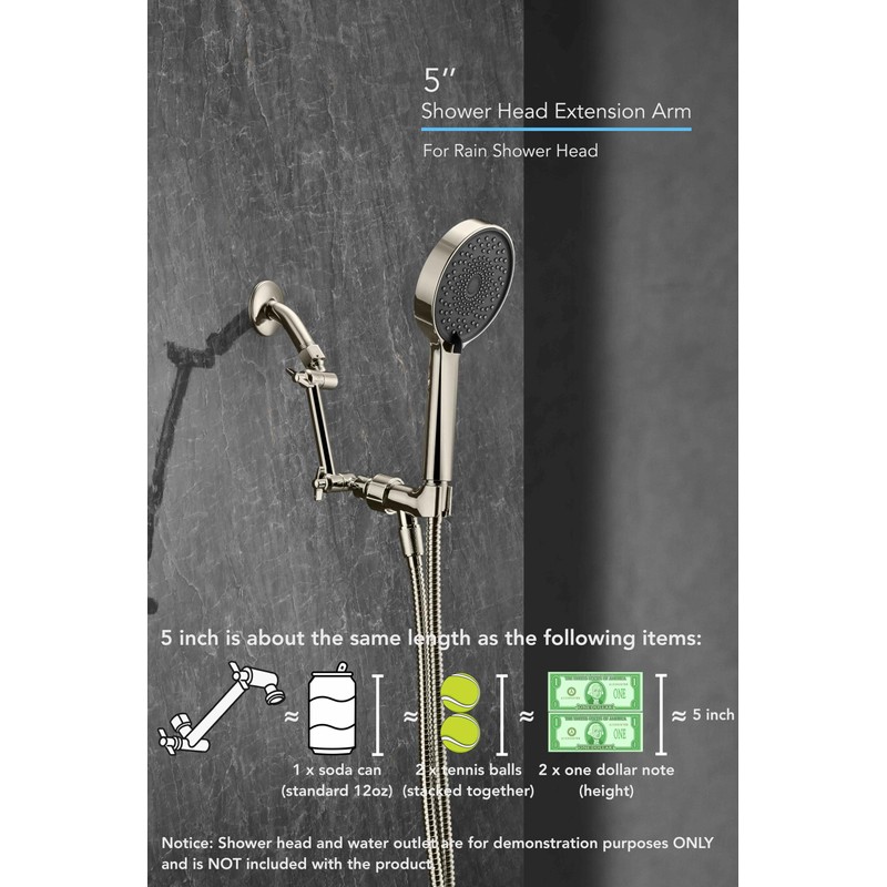 5 Inch Adjustable Shower Head Extension Arm With Locking Set