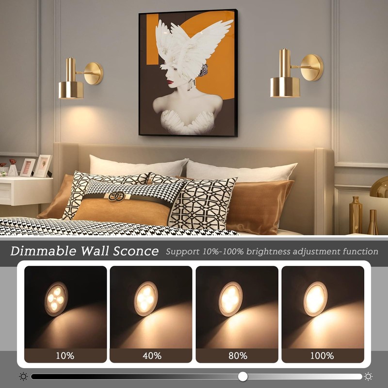 KELUOLY Battery Operated Wall Lights Set of 2, Wireless Battery