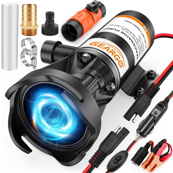 GEARGO Macerator Pump for RV,Powerful 12V 15GPM Suction 3.2 feet