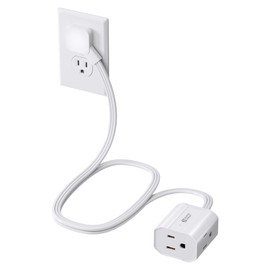 Extension Cord 3ft SUPERDANNY Mini Power Strip Ultra Right Angled Flat Plug for Tight Spaces,Indoor Extension with 3 Outlets,for Office Home Appliances,Non Surge Protector for Travel Cruise,White