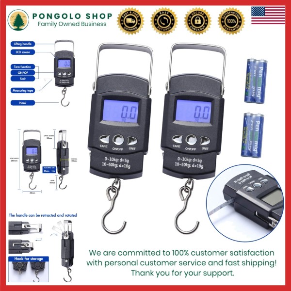Unbranded 2 Pack Digital Fish Scale Luggage Weight Scale LCD