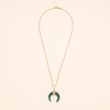 COAI Women's Moon Pendant Made of Gemstones Necklace, Green Agate,
