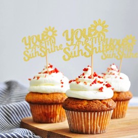 Keaziu 24 Pack Gold You are My Sunshine Cupcake Toppers Sunshine Cupcake Picks for Wedding Baby Shower Birthday Party Decorations