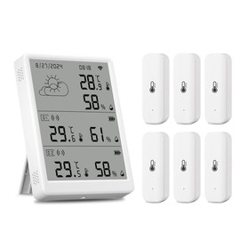 Peakloong Tuya WiFi Weather Station Digital Forecast Screen with6 WiFi+RF433 Sensors Thermometer Hygrometer Support Voice Control