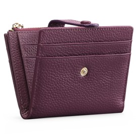 FALAN MULE Women's Wallet RFID Blocking Genuine Leather Compact Bi-fold Small Wallet Card Case with Zipper Coin Pocket Purse