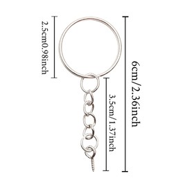 Split Keyring with Chain, 10Pcs Key Ring Blanks, Metal Keychain Rings, Key Ring Hoops with Jump Rings and Screw Eye Pins, DIY Keyring Making Kit, Silver