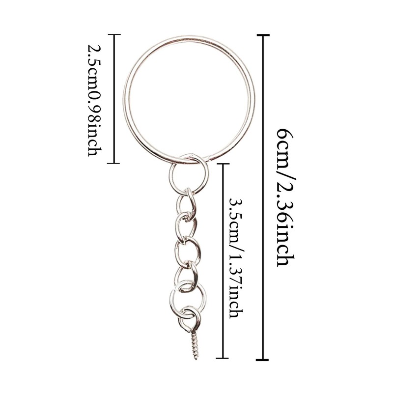 Split Keyring with Chain, 10Pcs Key Ring Blanks, Metal Keychain